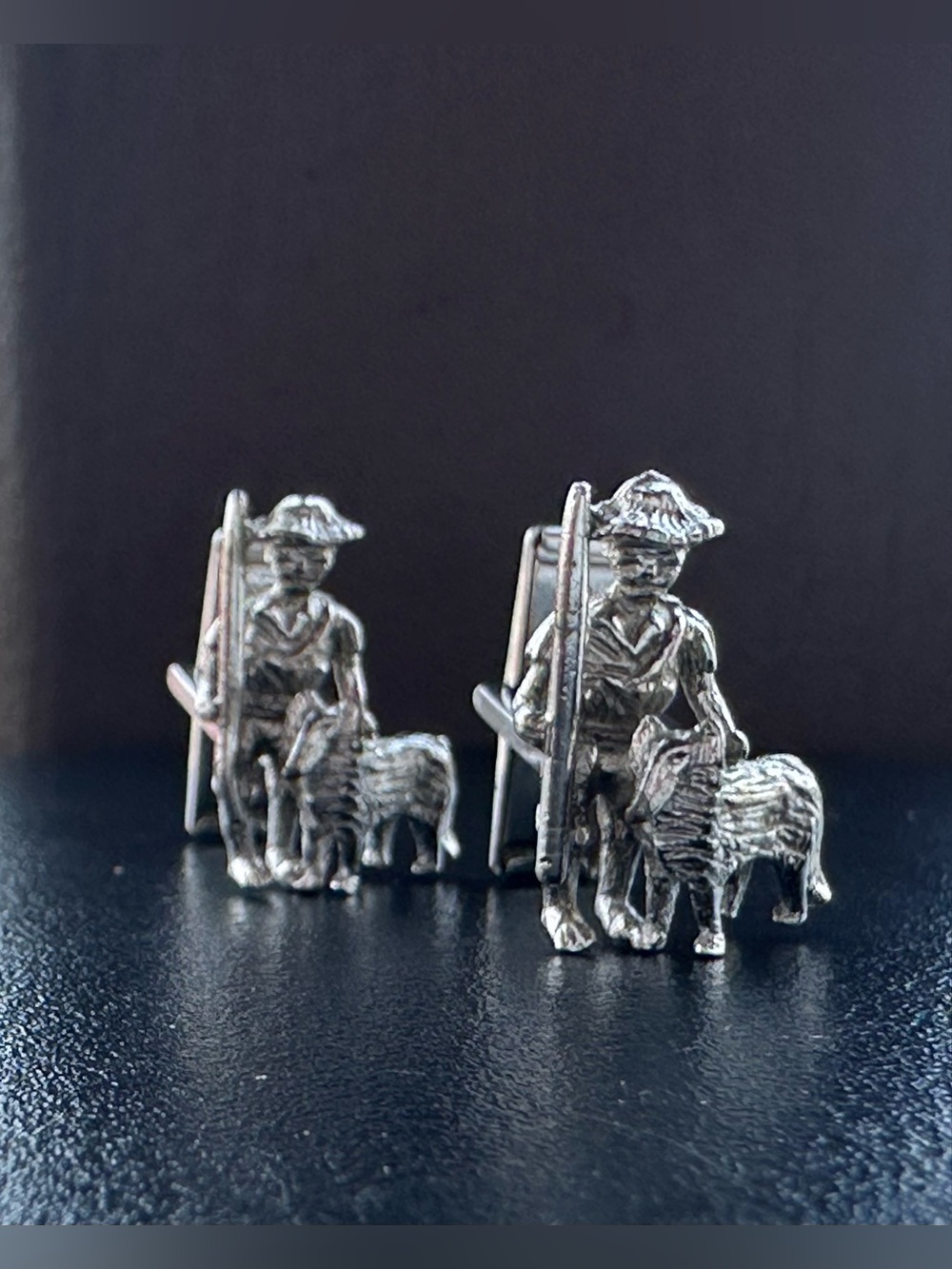 Vintage Sarah Coventry Tom Sawyer w/ German Shepherd Boy & Dog Cufflinks